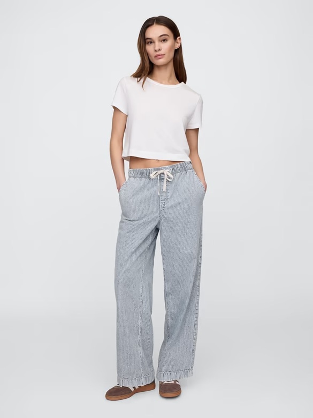 GAP High Rise Pull-On Stripe Wide-Leg Jeans — NWT
